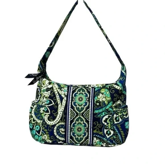 Vera Bradley Retired Rhythm and Blues Quilted Paisley Pattern Shoulder Bag - Picture 2 of 9